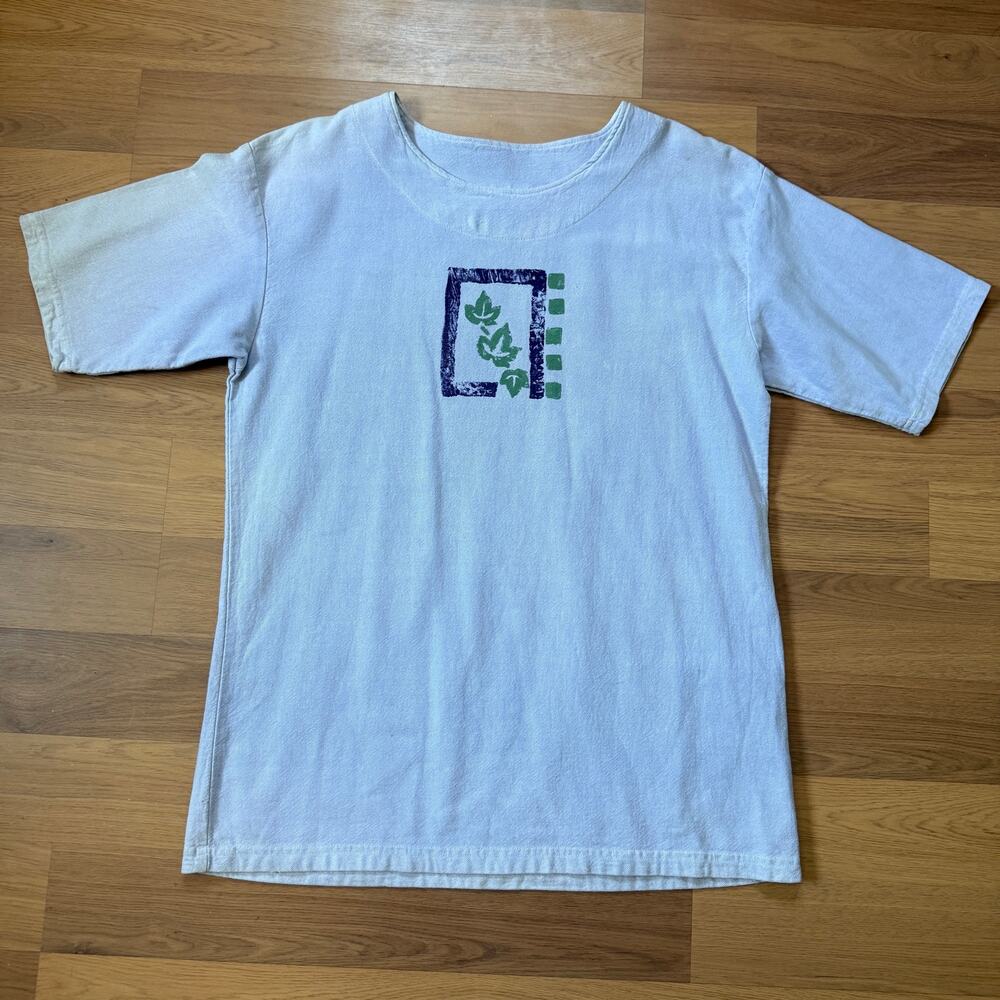 Women's Vintage 90's Light Purple Green Oversized Pullover Beach Tee Shirt Sz M